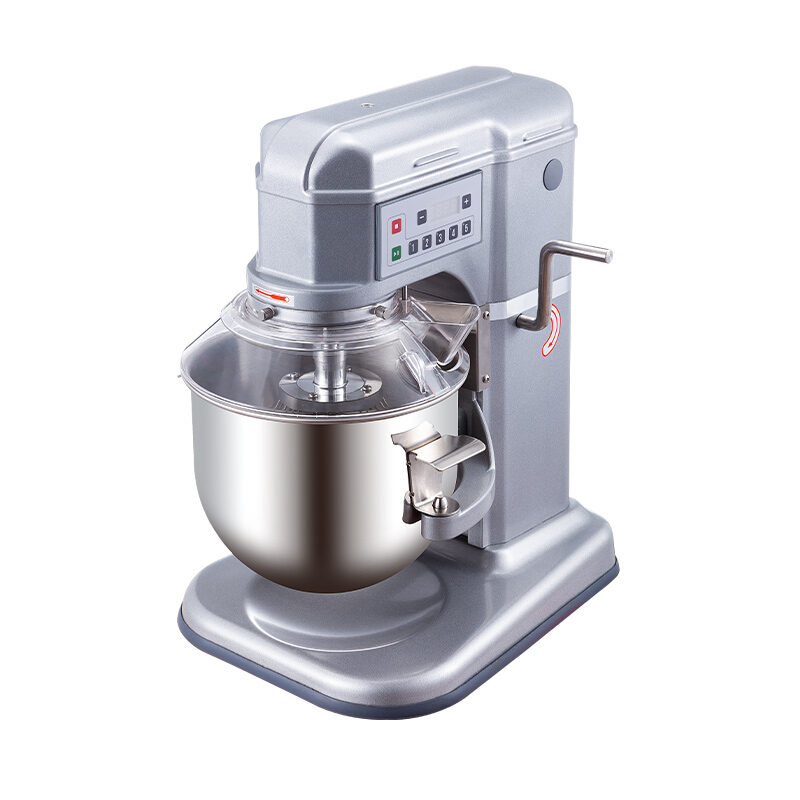 Batidora industrial para cocina profesional, color plateado.