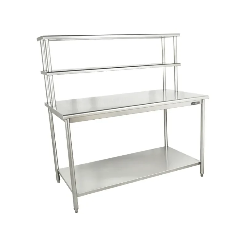 Mesa de trabajo acero inoxidable con repisas.